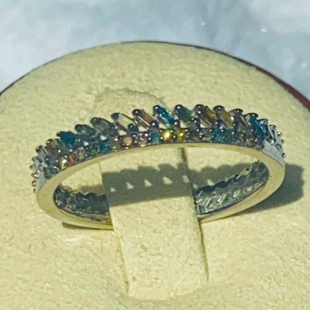 Natural Multi Diamond 0.25 ctw Stackable Band Ring Platinum Over Sterling Silver - Picture 1 of 7